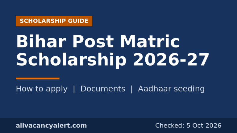 Bihar Post Matric Scholarship 2026-27: आवेदन, दस्तावेज़ और आधार सीडिंग